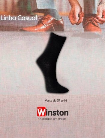 Meia Casual Winston Cano Alto 0600-003 Preto